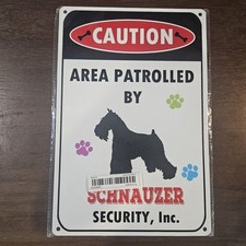 Warning Area Patrolled Schnauzer Security 12x8 Metal Wall Animal Dog Sign