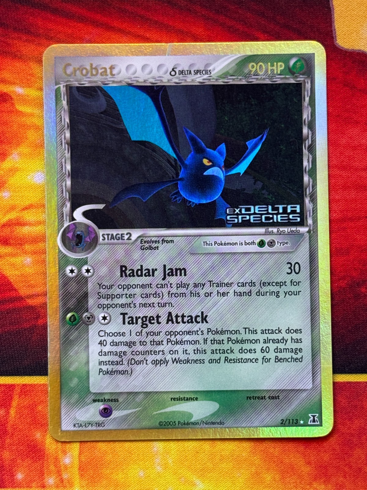 Crobat 2/113 Reverse Holo Rare Stamped - Pokemon EX Delta Species - NM/VLP