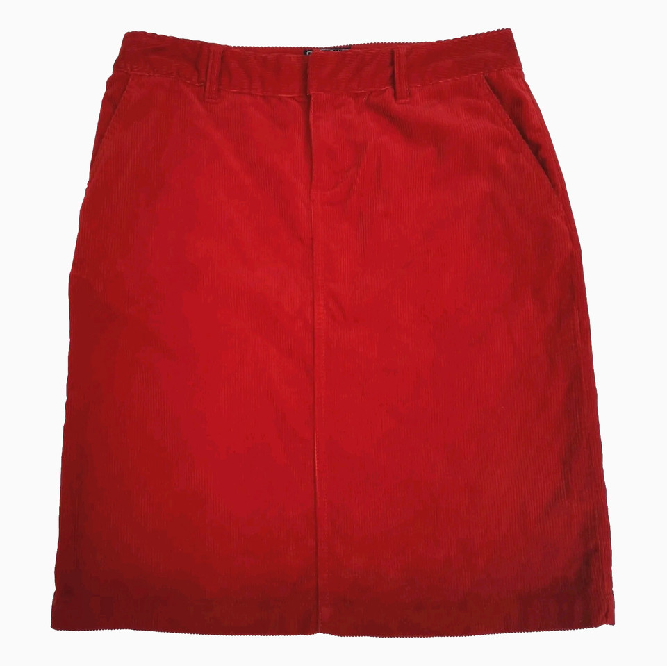 American Living Red 100% Cotton Corduroy Knee Length Straight Skirt Size AU 10