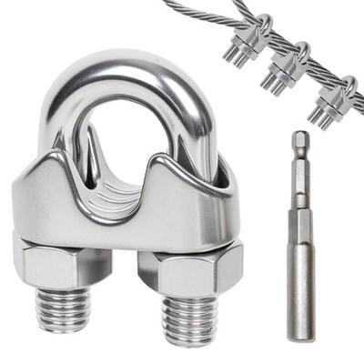 10 Pcs M6 1/4 Inch 304 Stainless Steel Wire Rope Cable Clamp Clips