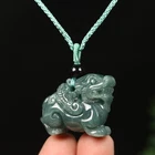 Certified Grade A Green 100% Natural Jadeite Jade Pendant Dragon Kylin 70887