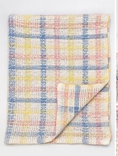Vintage Beacon Pastel Plaid Cotton Baby Blanket Open Waffle Weave WPL 1675