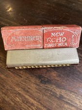 M. Hohner New Echo HARMONICA w/Orig. Box GERMANY RARE Antique Key Of E