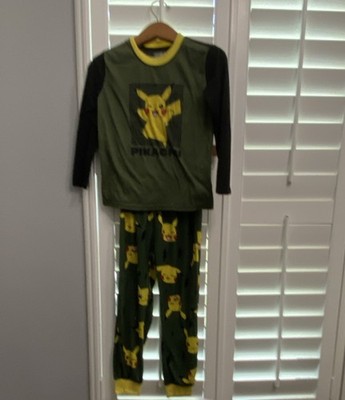 Pokémon Pikachu Boys Pajama Set Flame Resistant Size 6/7 Green Yellow Black
