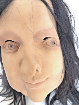 Mona Lisa Latex Mask with Hair Fancy Dress Halloween