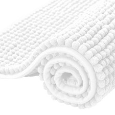 SUBRTEX Bathroom Rugs Chenille Bath Rug Soft 16" x 24" Rectangular , White