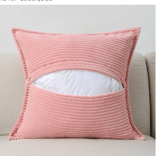 NEW HAUSSY Pink Corduroy Throw Pillow Covers 22"x22" Set of 2 - Picture 10 of 11