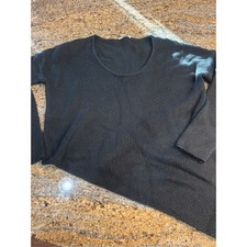 Helmut Lang Black Asymmetrical Wool Mohair Blend Scoop Neck Knit Sweater Medium