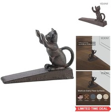Cast Iron Door Stopper Cat Figurine Vintage 5.625 Inch For Floor Office Decor