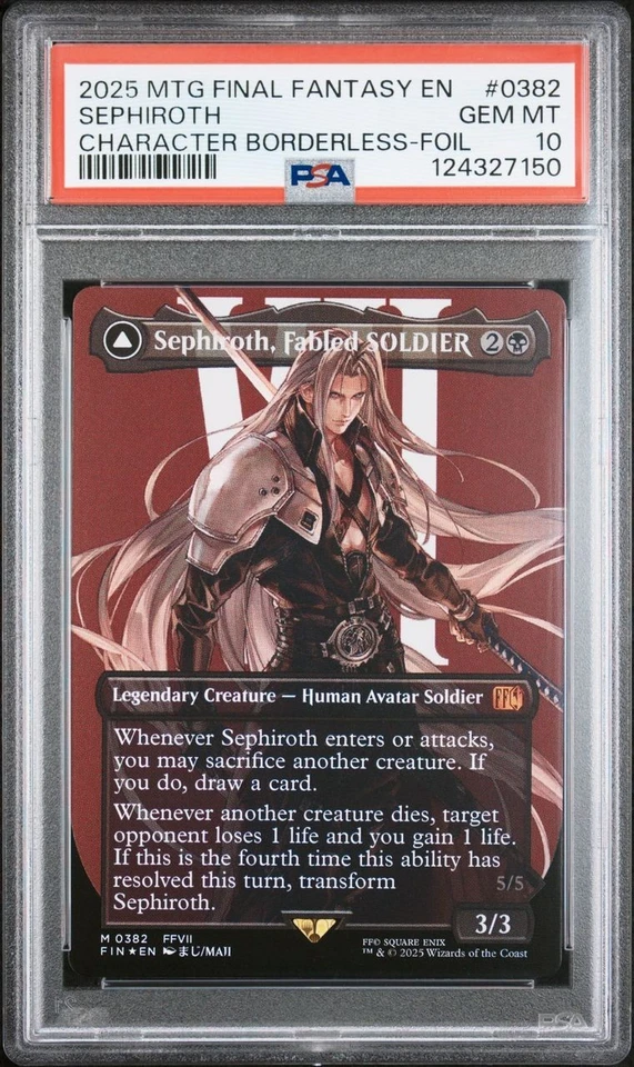 Sephiroth, Fabled SOLDIER (Borderless Foil) - #382 - Final Fantasy - PSA 10 - Image 3 of 4