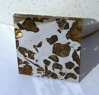 Seymchan Pallasite Meteorite Slice  Polished Olivine Crystals, Magadan District 