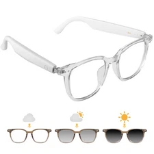 Smart Bluetooth Glasses Women Men Photochromic Touch Control Voice Assistant ...