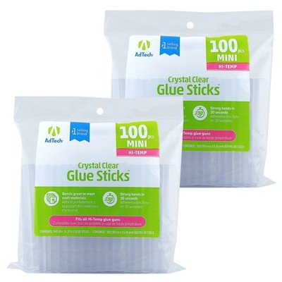 AdTech High Temp Mini Hot Glue Sticks, 200 pieces total (Pack of 2), Clear