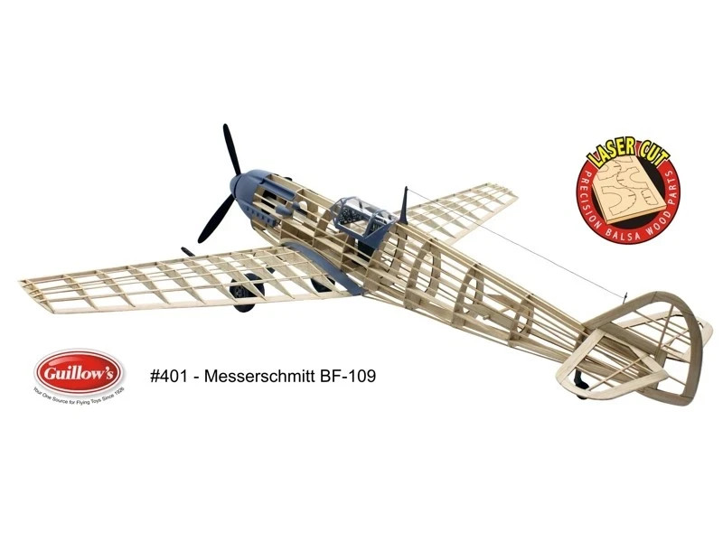 Messerschmitt BF-109 BALSA WOOD MODEL Aircraft  619mm Wingspan GUILLOW GUI401LC