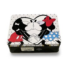 Mickey and Minnie Mouse Metal Lunch Box Tin Tote Disney Polka Dot