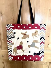 Large Fabric Dog Theme Tote Bag Purse Lined
