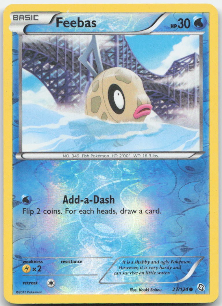 Feebas 27/124 Common Dragons Exalted Pokemon Reverse Holo Moderately Played