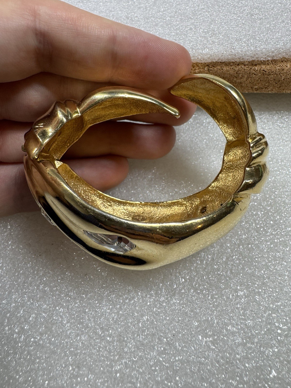 Rare Givenchy Hinged Cuff Bangle Bracelet Gold Ch… - image 10