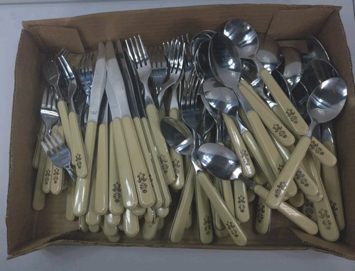 Pfaltzgraff Village Brown Stainless Flatware 14 Complete Place Settings 79 Piece - Picture 2 of 9
