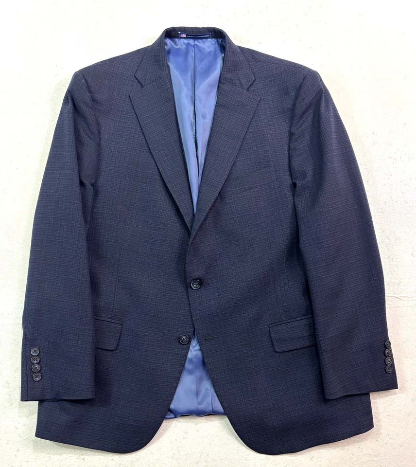 Traje Pantalón Hart Schaffner Marx 44S 38x29 2 piezas Azul Marino Cuadros Chicago EE. UU. Foto 2 de 4