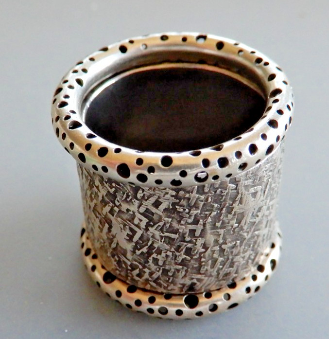 Dana Reed Statement Textured Silver Stack Ring Se… - image 2