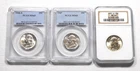 Lot Of 3 Graded US Silver Washington Quarters - 1946 S, 1947 & 1951 D