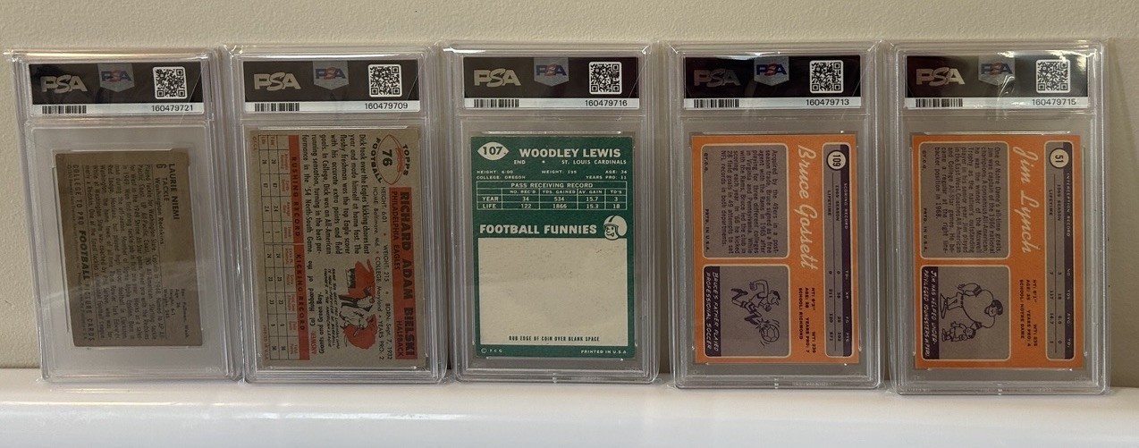 5 Card Vintage Football Lot 1952 - 1970 PSA Graded 3 - 8.5 Redskins Eagles 49ers view 2