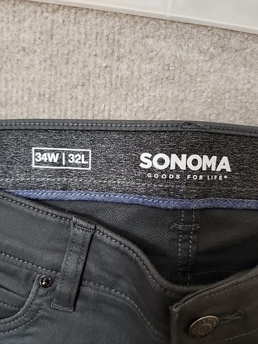 Sonoma Everyday All Day Pants Mens 34x32 Gray Straight Fit Flexwear Waist NEW - Picture 7 of 10
