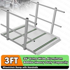 3FT Wheelchair Ramp with Handrails with Glow-in-The-Dark Reflective Strips 800lb