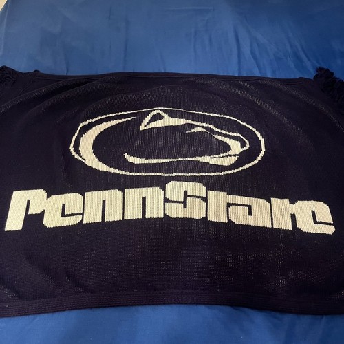 Penn State Knit Wall Hang Tapestry Throw Lap Blanket Fringe Nittany Lions 37x54 - Picture 3 of 11