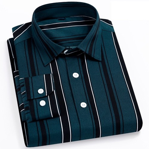 Mens Dress Shirts Long Sleeves Formal Business No Iron Strips Casual Shirts Tops - Picture 4 of 27