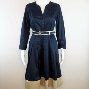 navy blue and tan dress