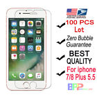 100x Wholesale Tempered Glass Screen Protector for Apple iPhone 7 / 8 Plus 5.5"
