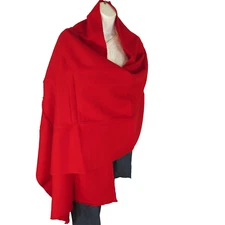 Cashmere|ShawlThrow|Oversized|HandLoomed|4 Ply|Wide Herringbone|Tomato Red