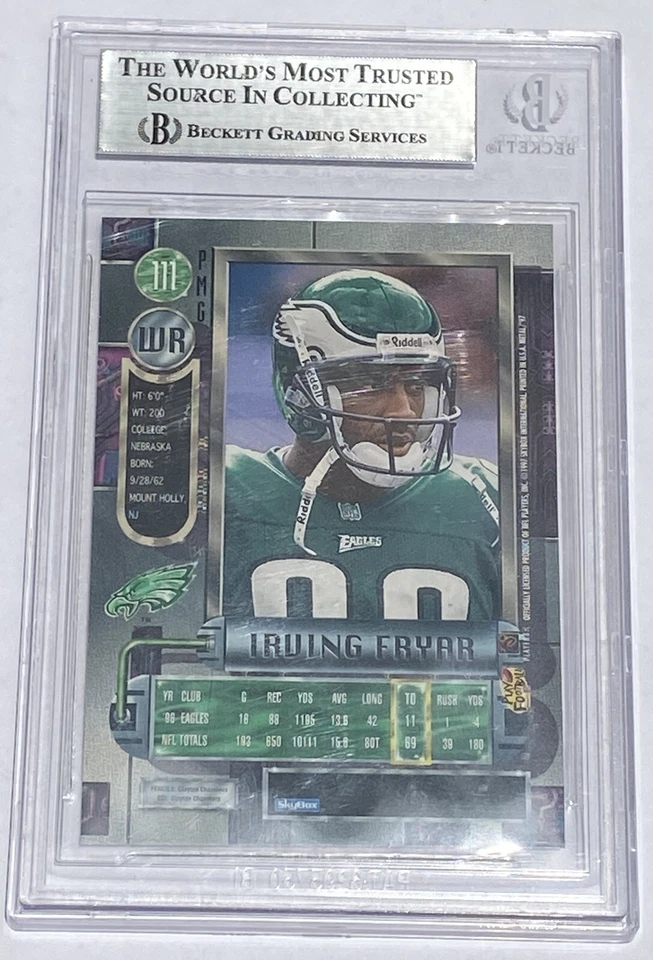 1997 Metal Universe Precious Metal Gems Red Irving Fryar # 111 BGS Authentic Alt - Image 2 of 2