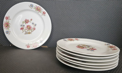 (7) RARE STAMP Limoges France Floral Salad Dessert Plates. 6-3/8'' Free Shipping