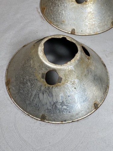 6 antike Metallkegel, wiederverwendbar? ANHÄNGERLICHTSCHIRM, cremefarbene Trennscheiben - Bild 10 von 12