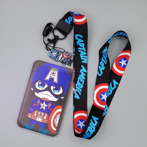 Clear Neck Strap Cartoon Badge Pass Card Holder Tag Superhero ID Lanyard Clip - Picture 43 of 57