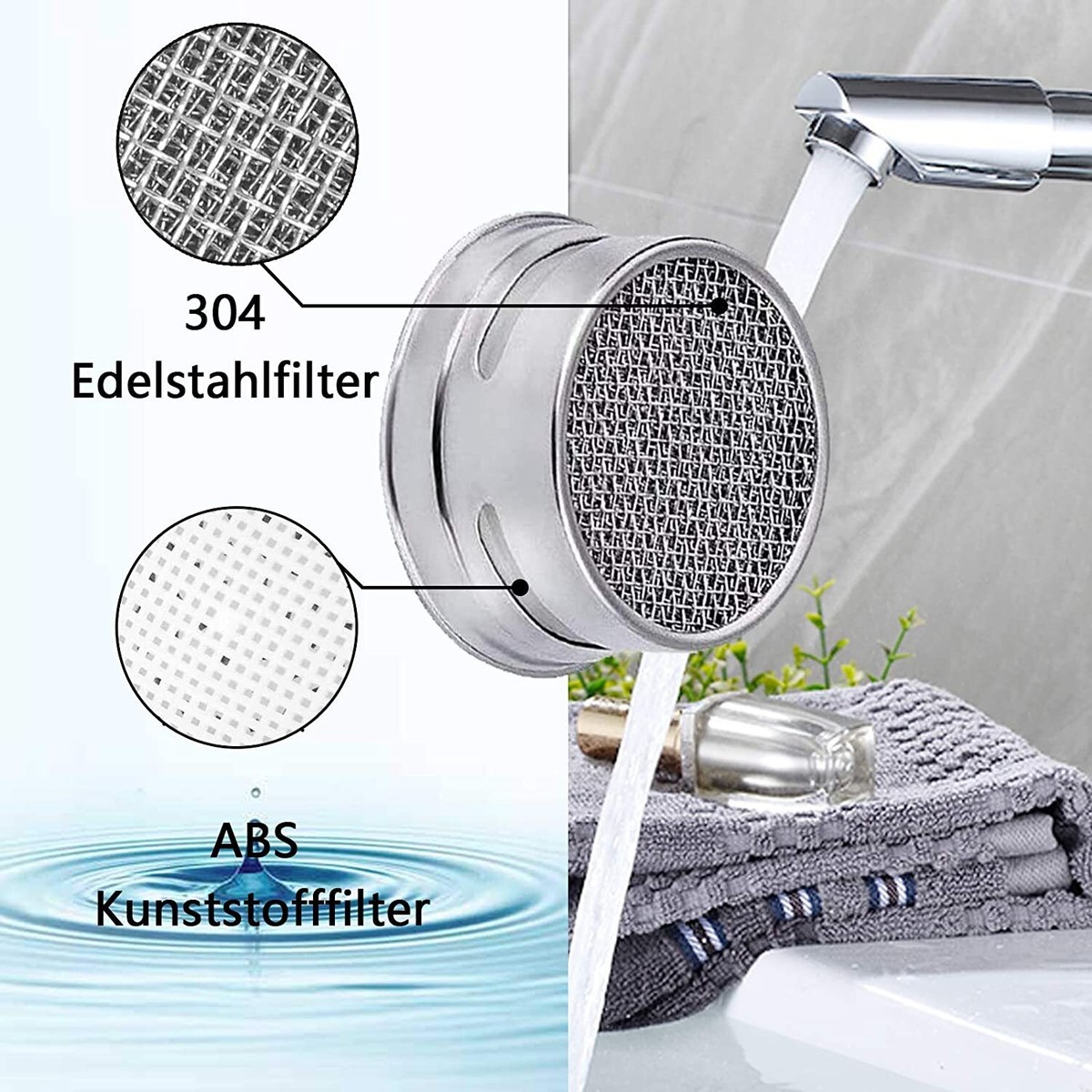 4 Stück Wasserhahn Perlator M24 - Wassersparend Verchromt Mit Schlüssel