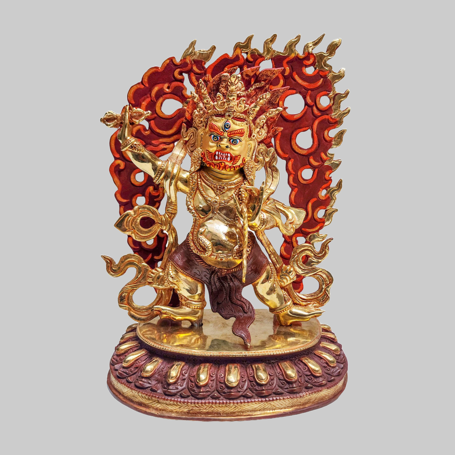 Vajrapani Statue | 24K Gold Gilded & Face Painted | Buddhist Protector Deity