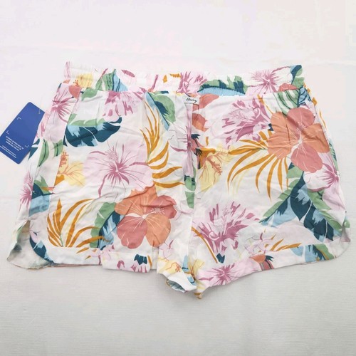 Hurley Juniors Size Small White Floral Elastic Waist Pull On Drawstring Shorts - Picture 3 of 6