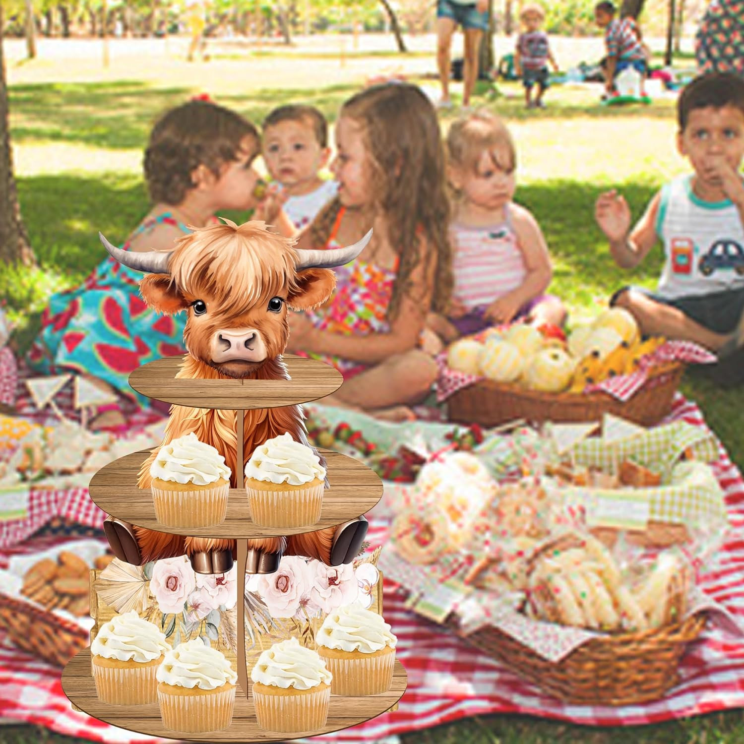 Highland Cow Cupcake Stand Highland Cow Birthday Party Cardboard Cupcake Hold...