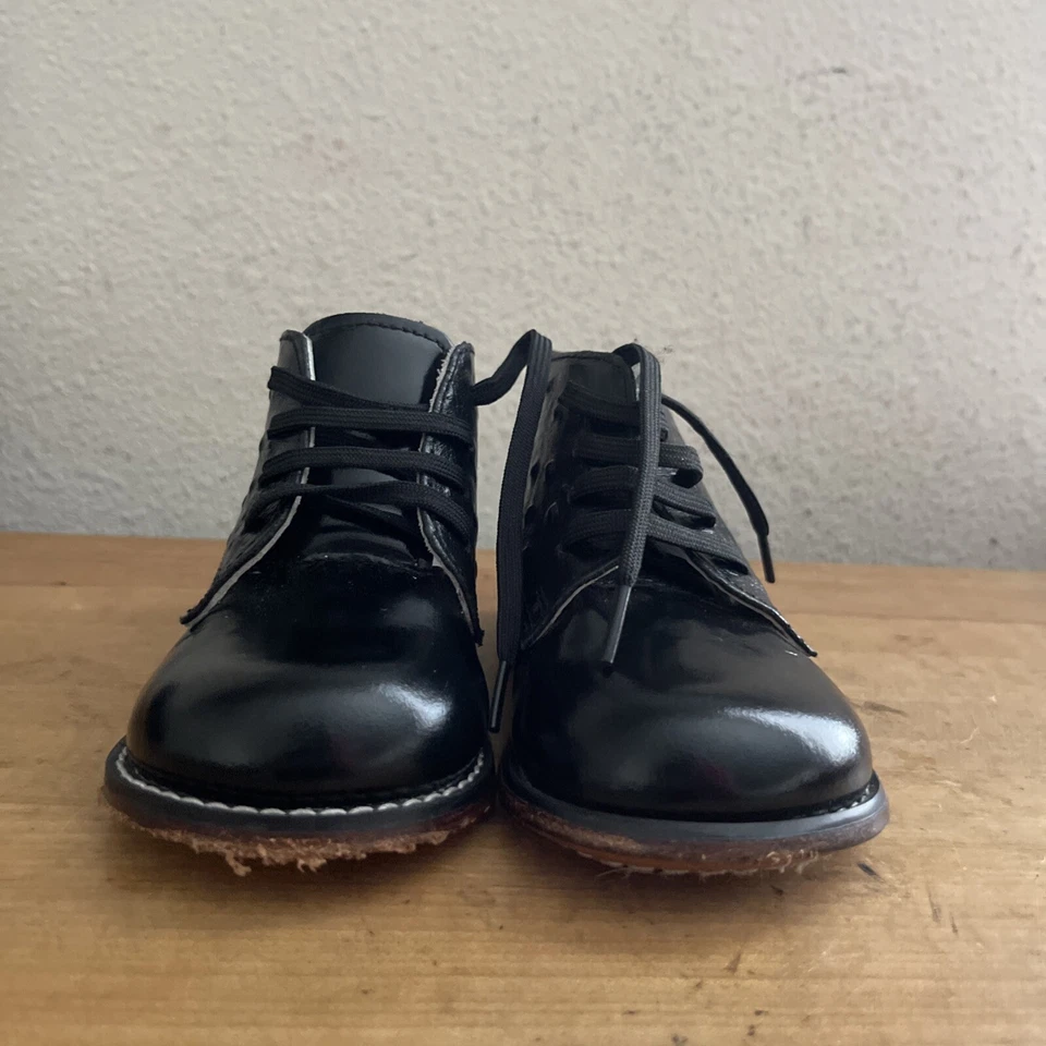 Josmo Black Leather Lace Up Baby Toddler Walking Shoes Boys Sz 7.5 - Image 4 of 4