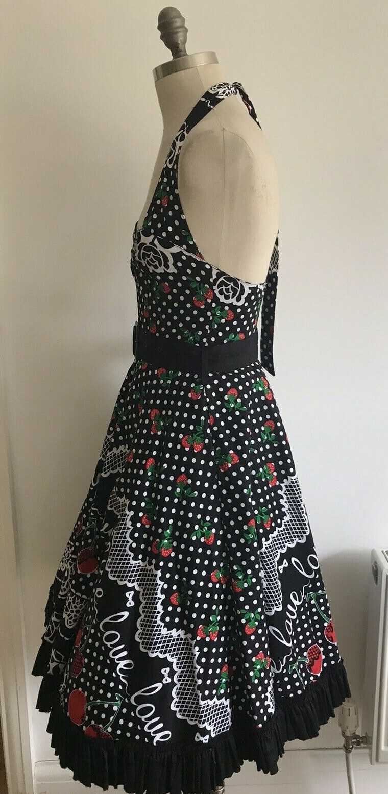 Hell Bunny Love, Cherries & Strawberries Halter Neck Dress, Size XS, Rock'n'Roll 5