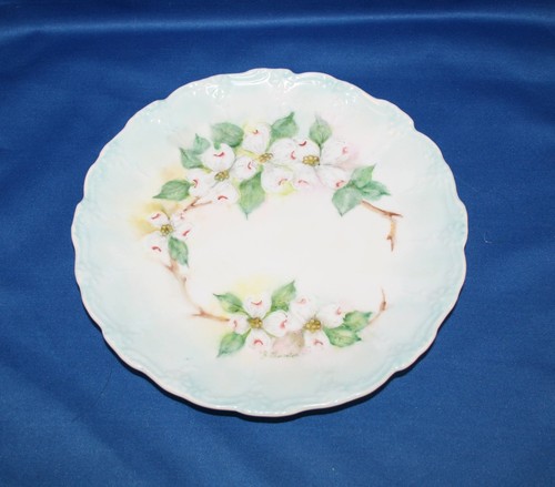 Antique Furstenberg Dogwood Plate Signed J Thurston Hand Painted Dogwood Blooms - Picture 6 of 10