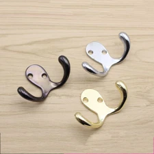 Twin Double Robe Hook Coat Hat Hanging Bathroom Bedroom Hooks NEW