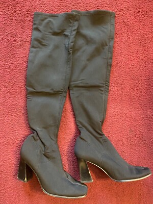 Thigh High Boots Black Stretchy Go-Go boots Size