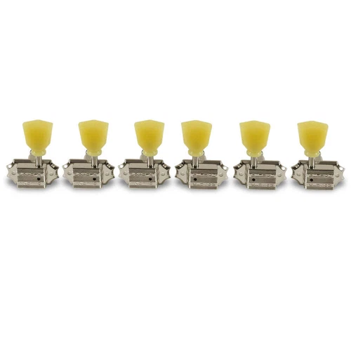 Kluson 3x3 Vintage Diecast Tuners Nickel, Plastic Keystone Button