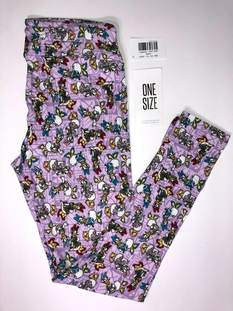 LuLaRoe Disney Leggings OS One Size Pink Daisy Duck Princess NWT 49970