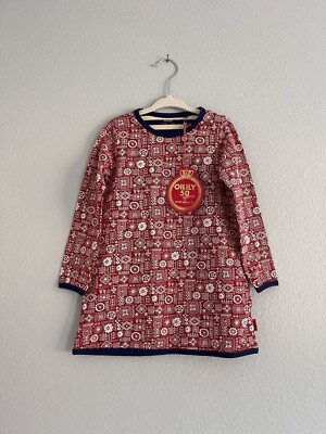 New OILILY Girls Dress (4T) Turbo Red Ice Jersey Print Long Sleeve Exclusive NWT